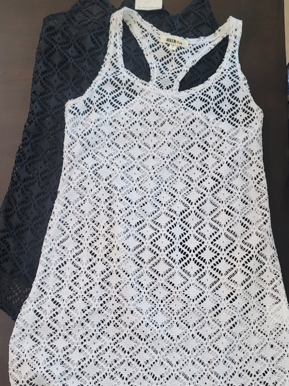 Miken Crochet Racerback Swim Coverup - 1 White 1 Black Set